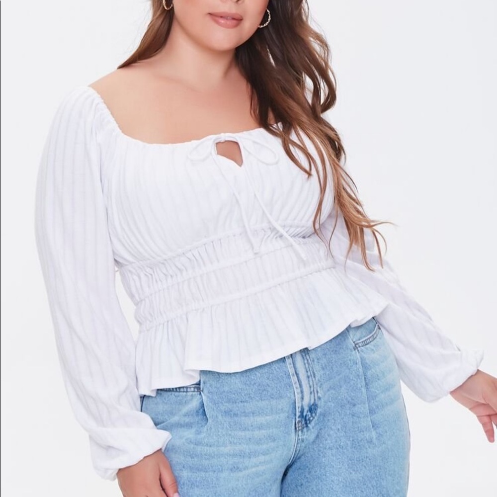 Forever 21 Plus Ribbed Peasant Top